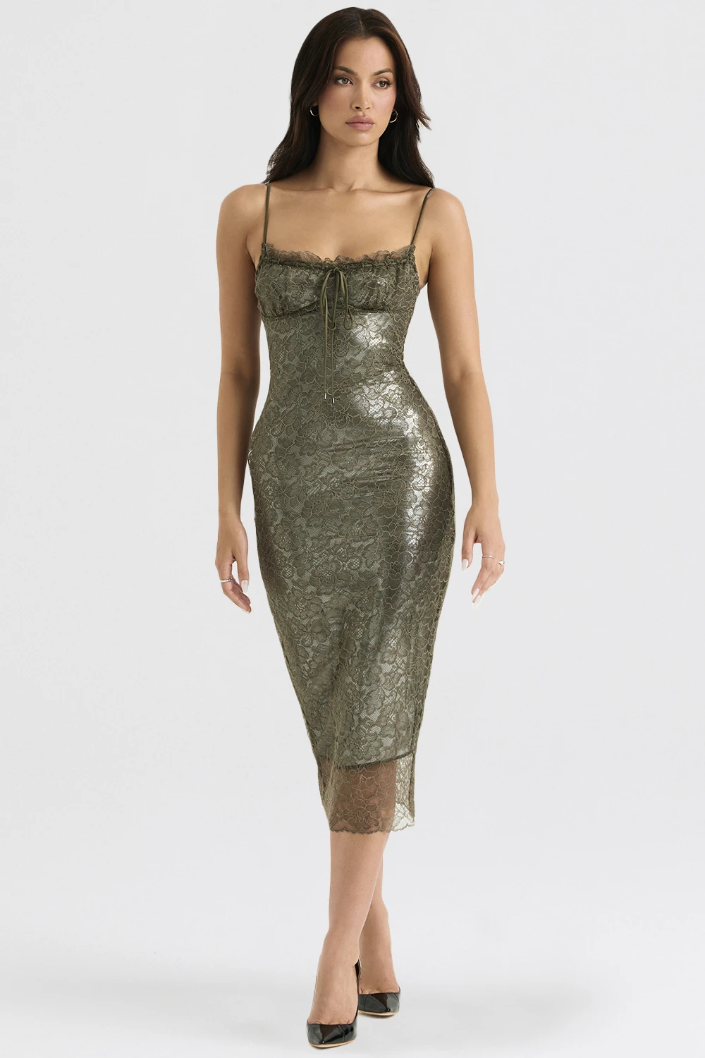 Olive Lace Midi Dress 6 Olive Lace Midi Dress – Bild 4