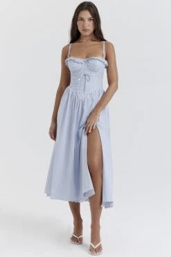 Soft Blue Broderie Anglais Midi SunDress