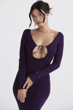 Grape Ribbed Knit Maxi Dress -Traumhafte Kleider keana 5h