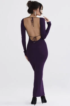 Grape Ribbed Knit Maxi Dress -Traumhafte Kleider keana 9h