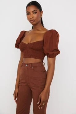 Cocoa Puff Sleeve Cropped Top -Traumhafte Kleider lavanna 3