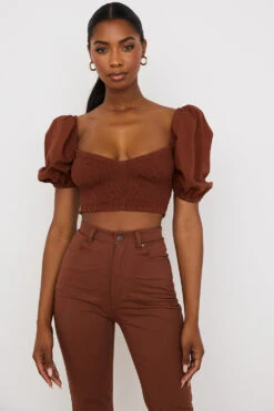 Cocoa Puff Sleeve Cropped Top -Traumhafte Kleider lavanna 4