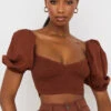 Cocoa Puff Sleeve Cropped Top -Traumhafte Kleider lavanna 5a