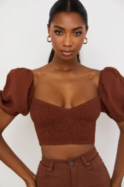 Cocoa Puff Sleeve Cropped Top -Traumhafte Kleider lavanna 6