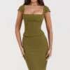 Olive Corset Midi Dress -Traumhafte Kleider layana 4oo