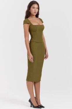 Olive Corset Midi Dress -Traumhafte Kleider layana 6o