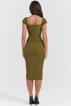 Olive Corset Midi Dress -Traumhafte Kleider layana 8o