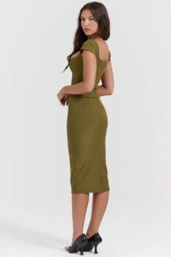 Olive Corset Midi Dress -Traumhafte Kleider layana 9o