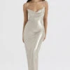 Champagne Shimmer Low Back Maxi Dress -Traumhafte Kleider leia 12z