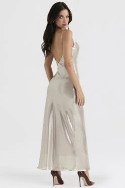 Champagne Shimmer Low Back Maxi Dress -Traumhafte Kleider leia 16z