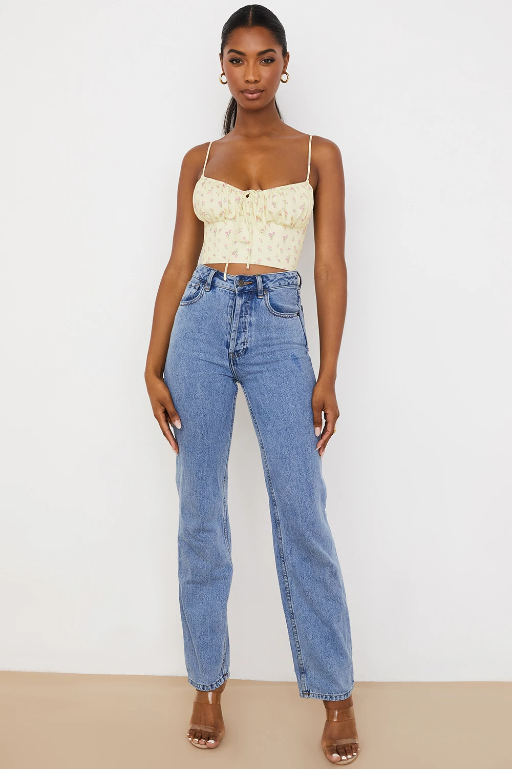 Lemon Ditsy Floral Gathered Bustier Top 7 Lemon Ditsy Floral Gathered Bustier Top – Bild 5