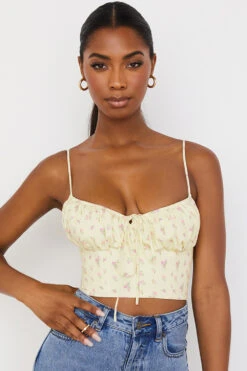 Lemon Ditsy Floral Gathered Bustier Top 19 Lemon Ditsy Floral Gathered Bustier Top -Traumhafte Kleider lilibeth 6f