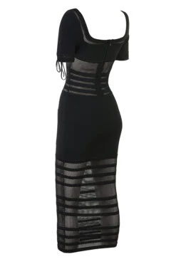 Black Openwork Knit Midi Dress -Traumhafte Kleider lilla black 03
