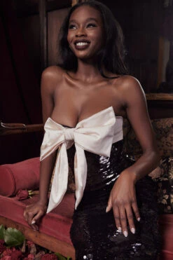 Black Sequin Strapless Bow Dress -Traumhafte Kleider look 01 0183