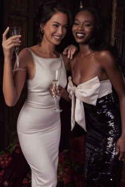 Black Sequin Strapless Bow Dress -Traumhafte Kleider look 01 0350