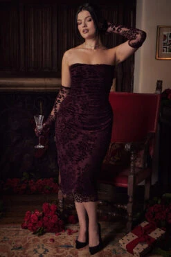 Black Cherry Devore Corset Dress -Traumhafte Kleider look 11 3453