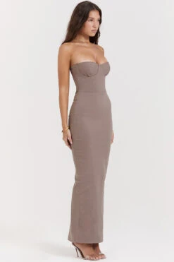 Taupe Strapless Corset Maxi Dress -Traumhafte Kleider lucia 11