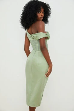 Pistachio Asymmetric Drape Midi Corset Dress -Traumhafte Kleider lulu 14d