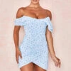 Blue Floral Draped Corset Mini Dress -Traumhafte Kleider luna 5c