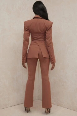 Mocha Linen Tailored Flare Trousers -Traumhafte Kleider makaninoelani 22