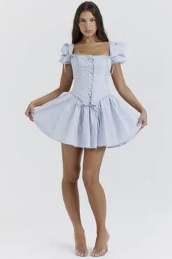 Soft Blue Broderie Corset Mini Dress -Traumhafte Kleider maribel 1