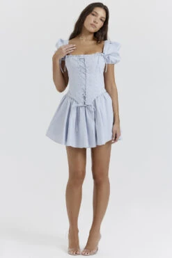 Soft Blue Broderie Corset Mini Dress -Traumhafte Kleider maribel 3