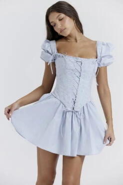 Soft Blue Broderie Corset Mini Dress -Traumhafte Kleider maribel 4