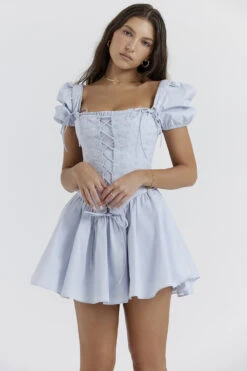 Soft Blue Broderie Corset Mini Dress -Traumhafte Kleider maribel 6