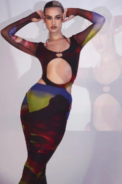 Printed Cut Out Midi Dress 26 Printed Cut Out Midi Dress -Traumhafte Kleider marina p15