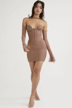 Mocha Structured Corset Mini Dress -Traumhafte Kleider mayara 2