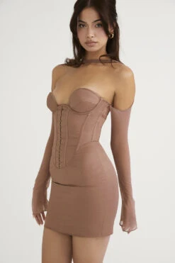 Mocha Structured Corset Mini Dress -Traumhafte Kleider mayara 5