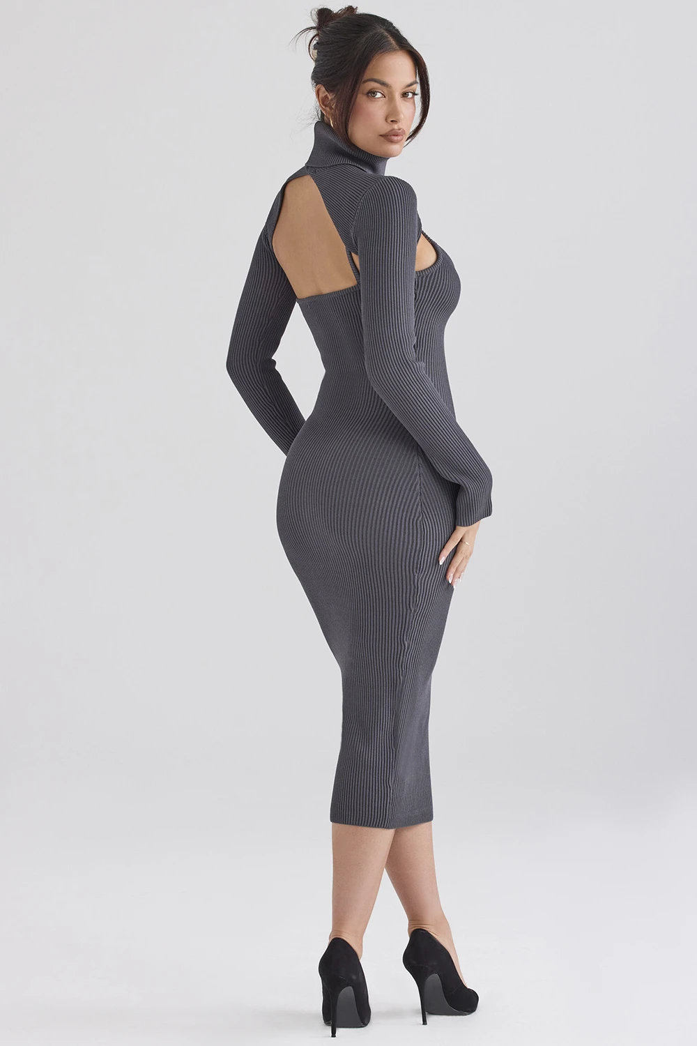 Charcoal Knit Midi Dress 12 Charcoal Knit Midi Dress – Bild 10
