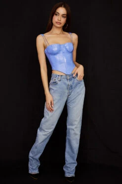 Cornflower Blue Vegan Leather Corset -Traumhafte Kleider melissa 2