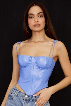 Cornflower Blue Vegan Leather Corset -Traumhafte Kleider melissa 5