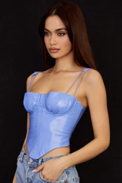Cornflower Blue Vegan Leather Corset -Traumhafte Kleider melissa 6