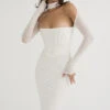 White Mesh Corset Midi Dress -Traumhafte Kleider milarose 7