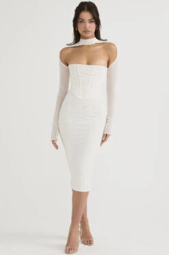 White Mesh Corset Midi Dress 23 White Mesh Corset Midi Dress -Traumhafte Kleider milarose i1