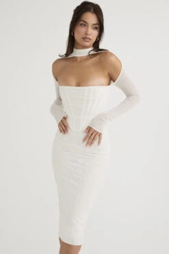 White Mesh Corset Midi Dress 26 White Mesh Corset Midi Dress -Traumhafte Kleider milarose i3