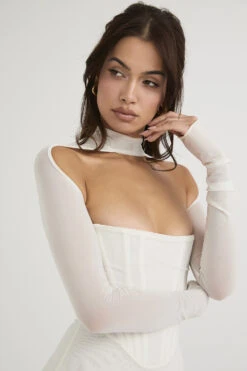 White Mesh Corset Midi Dress 27 White Mesh Corset Midi Dress -Traumhafte Kleider milarose i5