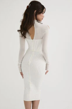 White Mesh Corset Midi Dress 29 White Mesh Corset Midi Dress -Traumhafte Kleider milarose i9