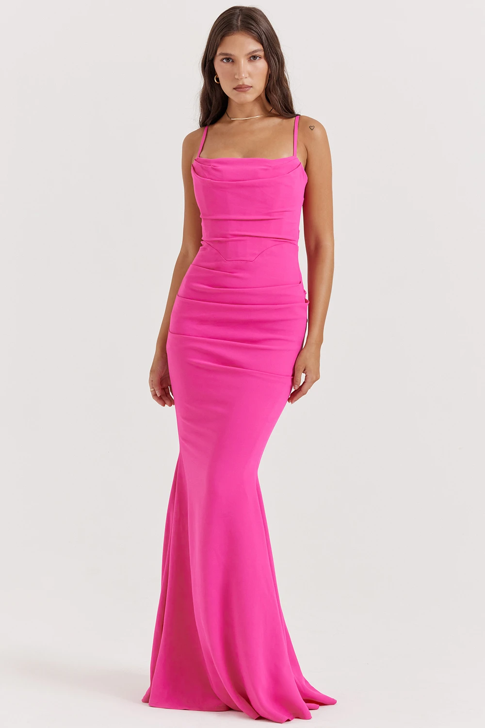 Hot Pink Corset Maxi Dress 3 Hot Pink Corset Maxi Dress