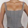 Mistress Rocks Monochrome Square Neck Chequered Corset 2 Mistress Rocks Monochrome Square Neck Chequered Corset -Traumhafte Kleider monochrome chequered corset 1a