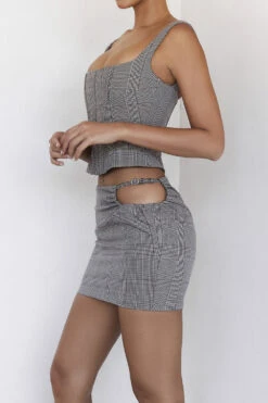 Mistress Rocks Monochrome Square Neck Chequered Corset -Traumhafte Kleider monochrome chequered corset 31663660286632970fe66d9d