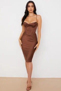 Chocolate Satin Corset Slip Dress -Traumhafte Kleider myrna 1 1