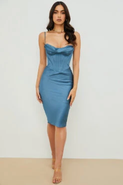 Aegean Blue Corset Midi Dress -Traumhafte Kleider myrna 2