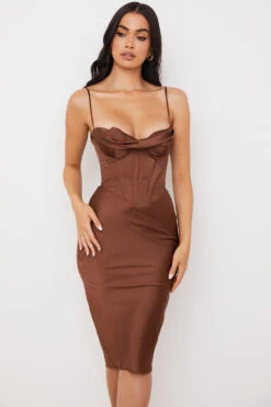 Chocolate Satin Corset Slip Dress -Traumhafte Kleider myrna 4 1