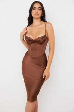 Chocolate Satin Corset Slip Dress -Traumhafte Kleider myrna 5 1