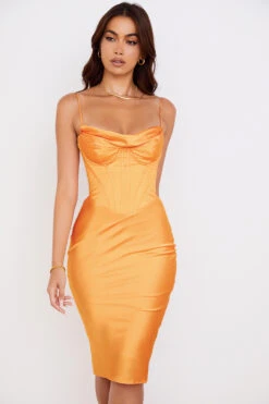 Tangerine Satin Corset Midi Dress -Traumhafte Kleider myrna 5b
