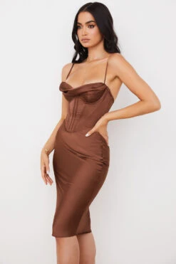 Chocolate Satin Corset Slip Dress -Traumhafte Kleider myrna 6 1