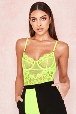 Neon Yellow Lace Bodysuit